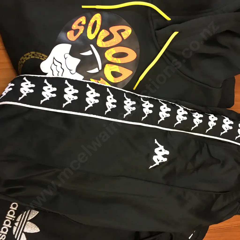 Adidas Track Pants Size Extra Small, Kappa Track Pants Size Small & Hooded Adidas Sweatshirt Size Med Image 1++